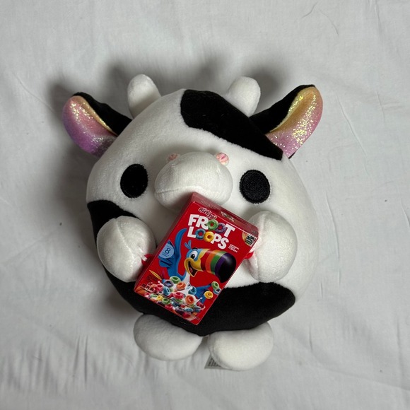 Zuru Kellogg's Froot Loops Cow Plush Toy Sparkle Ears Stuffed Animal 6 inch - Picture 1 of 5
